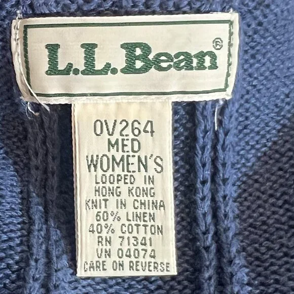 Vintage L.L.Bean Linen Cotton Blend Knit Sweater Vest Women’s Medium Blue Button - Picture 3 of 7